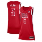 Women's USA Basketball #5 Kelsey Plum Red 2024 Swingman Stitched Jersey