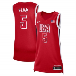 Women's USA Basketball #5 Kelsey Plum Red 2024 Swingman Stitched Jersey