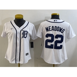 Women's Detroit Tigers #22 Parker Meadows White Cool Base Stitched Baseball Jersey