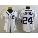 Women's Detroit Tigers #24 Miguel Cabrera White Cool Base Stitched Baseball Jersey