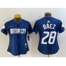 Women's Detroit Tigers #28 Javier Baez 2024 Navy City Connect Cool Base Limited Stitched Jersey