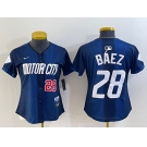 Women's Detroit Tigers #28 Javier Baez 2024 Navy City Connect Cool Base Limited Stitched Jerseys