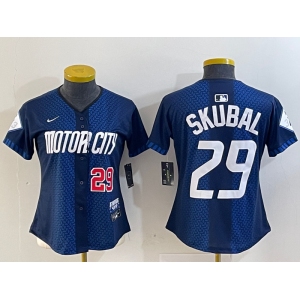 Women's Detroit Tigers #29 Tarik Skubal 2024 Navy City Connect Cool Base Limited Stitched Jerseys