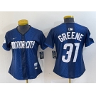 Women's Detroit Tigers #31 Riley Greene 2024 Navy City Connect Cool Base Limited Stitched Jersey