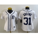 Women's Detroit Tigers #31 Riley Greene White Cool Base Stitched Baseball Jersey