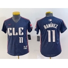 Youth Cleveland Guardians #11 Jose Ramirez Number Navy 2024 City Connect Limited Stitched Jersey