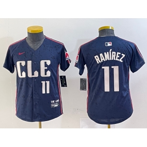 Youth Cleveland Guardians #11 Jose Ramirez Number Navy 2024 City Connect Limited Stitched Jersey