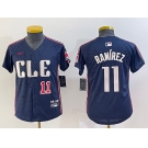 Youth Cleveland Guardians #11 Jose Ramirez Number Navy 2024 City Connect Limited Stitched Jerseys