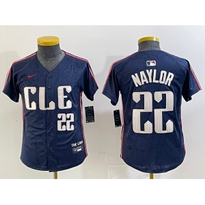 Youth Cleveland Guardians #22 Josh Naylor Number Navy 2024 City Connect Limited Stitched Jersey