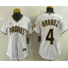 Women's San Diego Padres #4 Luis Arraez White Cool Base Stitched Jersey