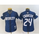 Youth Detroit Tigers #24 Miguel Cabrera Navy 2024 City Connect Cool Base Limited Stitched Jersey