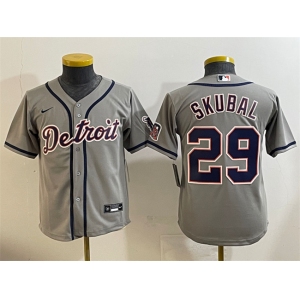 Youth Detroit Tigers #29 Tarik Skubal Gray Cool Base Stitched Baseball Jersey