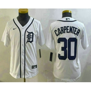 Youth Detroit Tigers #30 Kerry Carpenter White Cool Base Stitched Jersey
