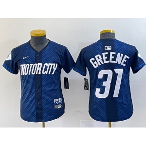 Youth Detroit Tigers #31 Riley Greene 2024 Navy City Connect Cool Base Limited Stitched Jersey