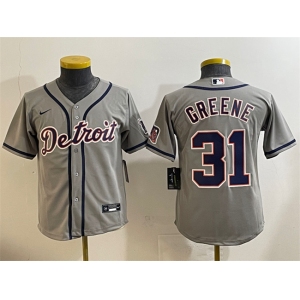 Youth Detroit Tigers #31 Riley Greene Gray Cool Base Stitched Baseball Jersey