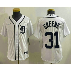 Youth Detroit Tigers #31 Riley Greene White Cool Base Stitched Jersey