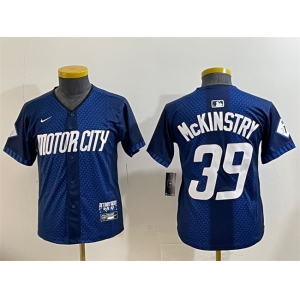 Youth Detroit Tigers #39 Zach McKinstry 2024 Navy City Connect Cool Base Limited Stitched Baseball Jersey
