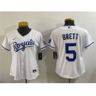 Youth Kansas City Royals #5 George Brett White Cool Base Stitched Baseball Jersey