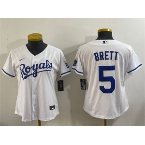 Youth Kansas City Royals #5 George Brett White Cool Base Stitched Baseball Jersey