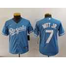 Youth Kansas City Royals #7 Bobby Witt Jr Light Blue Cool Base Stitched Jersey