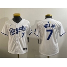 Youth Kansas City Royals #7 Bobby Witt Jr. White 2024 Home Limited Stitched Baseball Jersey