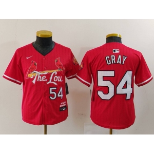 Youth St Louis Cardinals #54 Sonny Gray Red 2024 City Connect Limited Stitched Baseball Jersey