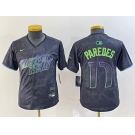 Youth Tampa Bay Rays #17 Isaac Paredes Charcoal 2024 City Connect Limited Cool Base Jersey