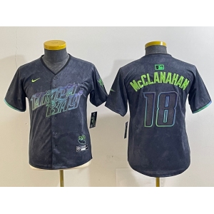 Youth Tampa Bay Rays #18 Shane McClanahan Charcoal 2024 City Connect Limited Stitched Jersey