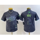 Youth Tampa Bay Rays #2 Yandy Diaz Charcoal 2024 City Connect Player Number Limited Cool Base Jersey