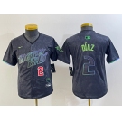 Youth Tampa Bay Rays #2 Yandy Diaz Charcoal 2024 City Connect Player Number Limited Cool Base Jerseys