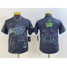 Youth Tampa Bay Rays #22 Jose Siri Charcoal 2024 City Connect Limited Stitched Jersey