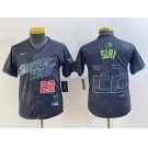 Youth Tampa Bay Rays #22 Jose Siri Number Charcoal 2024 City Connect Limited Stitched Jerseys