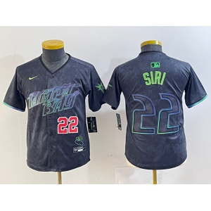 Youth Tampa Bay Rays #22 Jose Siri Number Charcoal 2024 City Connect Limited Stitched Jerseys