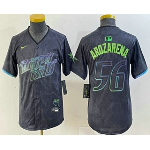 Youth Tampa Bay Rays #56 Randy Arozarena Charcoal 2024 City Connect Limited Stitched Jersey