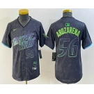 Youth Tampa Bay Rays #56 Randy Arozarena Number Charcoal 2024 City Connect Limited Stitched Jersey