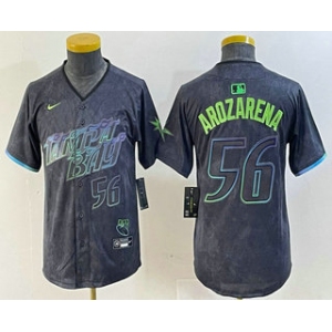 Youth Tampa Bay Rays #56 Randy Arozarena Number Charcoal 2024 City Connect Limited Stitched Jersey