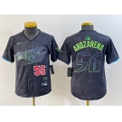 Youth Tampa Bay Rays #56 Randy Arozarena Number Charcoal 2024 City Connect Limited Stitched Jerseys