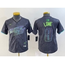 Youth Tampa Bay Rays #8 Brandon Lowe Charcoal 2024 City Connect Limited Cool Base Jersey