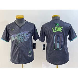 Youth Tampa Bay Rays #8 Brandon Lowe Charcoal 2024 City Connect Limited Cool Base Jersey