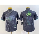 Youth Tampa Bay Rays #8 Brandon Lowe Charcoal 2024 City Connect Player Number Limited Cool Base Jersey