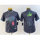 Youth Tampa Bay Rays #8 Brandon Lowe Charcoal 2024 City Connect Player Number Limited Cool Base Jerseys