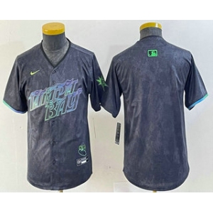 Youth Tampa Bay Rays Blank Charcoal 2024 City Connect Limited Stitched Jersey