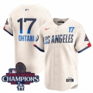 Men Nike Los Angeles Dodgers Shohei Ohtani #17 White Ice Cream Flex Base 2024 World Series Champions Stitched MLB Jersey