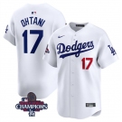 Men's Los Angeles Dodgers #17 Shohei Ohtani White 2024 World Series Champions Home Limited Stitched Baseball Jersey