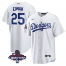 Men's Los Angeles Dodgers #25 Tommy Edman White 2024 World Series Champions Cool Base Stitched Baseball Jersey