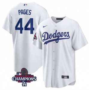 Men's Los Angeles Dodgers #44 Andy Pages White 2024 World Series Cool Base Stitched Baseball Jersey