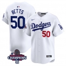 Men's Los Angeles Dodgers #50 Mookie Betts White 2024 World Series Champions Home Limited Stitched Baseball Jersey