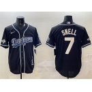 Men's Los Angeles Dodgers #7 Blake Snell Black 2024 World Series Champions Cool Base Stitched Baseball Jersey