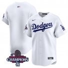 Men's Los Angeles Dodgers Blank White 2024 World Series Home Limited Stitched Baseball Jersey