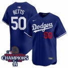 Women Nike Los Angeles Dodgers Mookie Betts #50 Blue Flex Base 2024 World Series Champions Stitched MLB Jersey